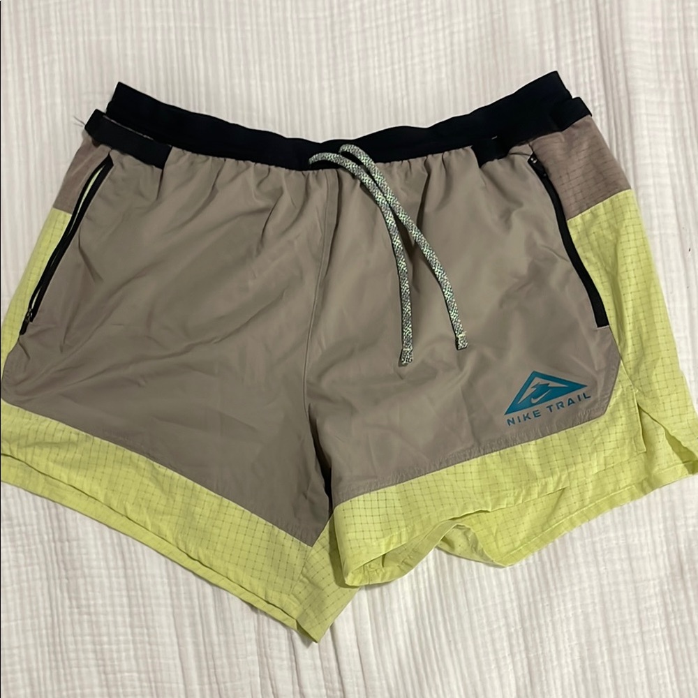 Nike Trail Athletic Shorts - Tan and Yellow